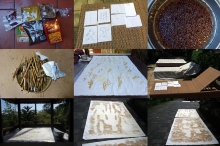 Materiały artystyczne i niektóre etapy procesu twórczego.